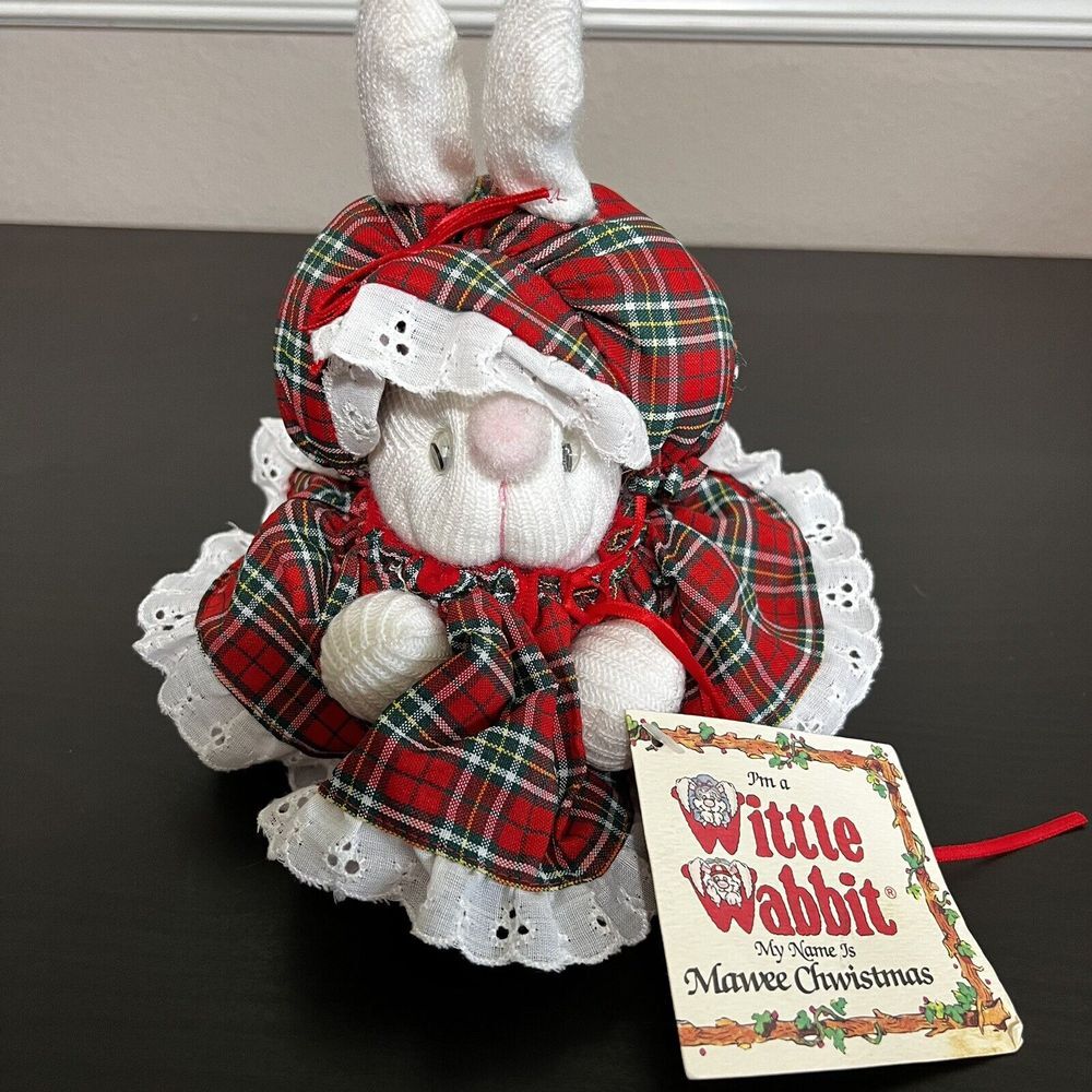 1978 Wittle Wabbit "Mawee Christmas" Stuffed Rabbit NWT Plush Vintage Holiday